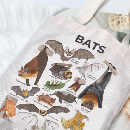 G2TUP Funny Bats Species Tote Bag Bat Lovers Gifts Bat Themed Shopping Grocery Bag Bats Animal Merchandise