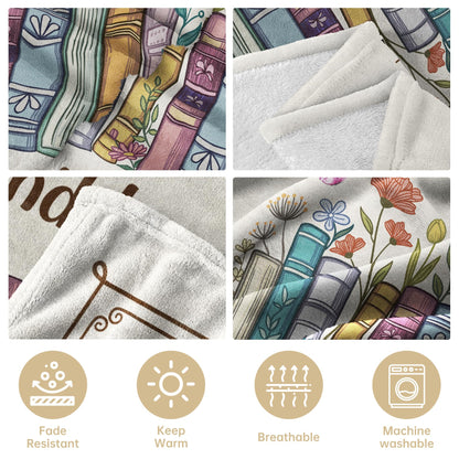 Book Lovers Gifts, Reading Blanket Gifts for Book Lovers, Unique Bookish Presents for Reader Bookworm on Birthday Christmas Soft Flannel Throw Blanket 60"x50"
