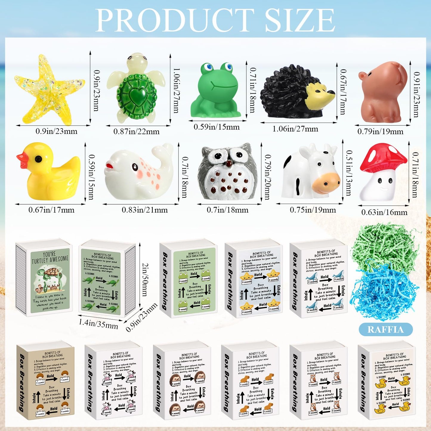 Soulchen 20 Set End of School Year Gift Mini Emotional Box Breathing Animals Inspirational Positive Support Gift for Employee Small Resin Animal Figurines with Pun Box for Teacher Nurse Office (Funny)