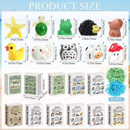 Soulchen 20 Set End of School Year Gift Mini Emotional Box Breathing Animals Inspirational Positive Support Gift for Employee Small Resin Animal Figurines with Pun Box for Teacher Nurse Office (Funny)