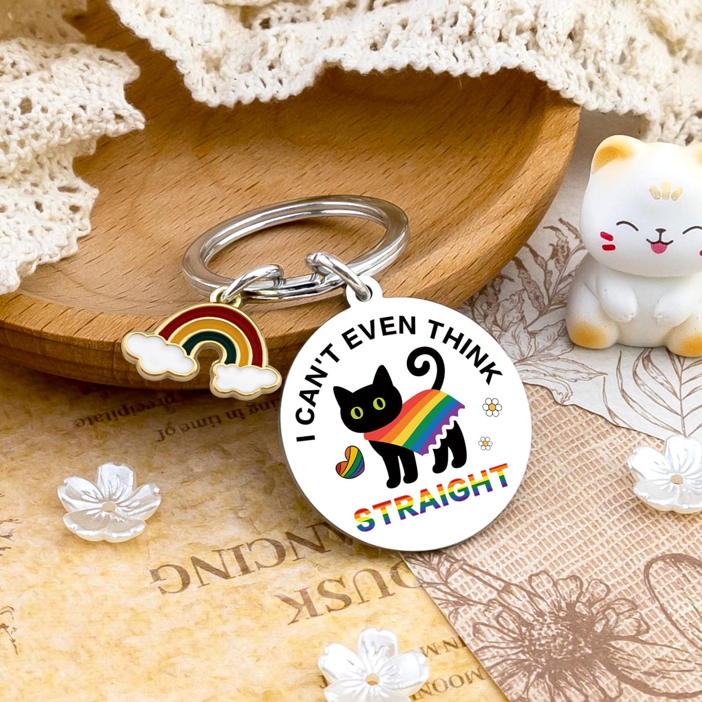 Lesbian Gifts Lesbian Stuff Lgbtq Gifts Gay Keychain Funny Black Cat Keychain Gay Accessories for Men Women Couples Anniversary Valentines Day Pride Keychains