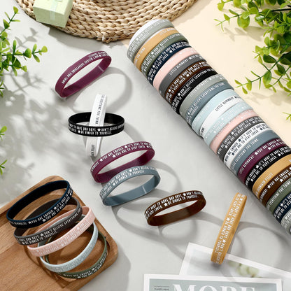 Ecation 36 Pcs Mental Health Awareness Month Wristbands Bulk Motivational Rubber Bracelets Positive Silicone Bracelets Mental Health Gifts for Office Public Social Event Student