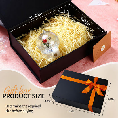 Large Black Magnetic Gift Box with Lid 13x9x4.3 Inch - Reusable Keepsake Box for Groomsmen Gifts, Wedding Proposal, Valentine's Day & Birthday - Includes Satin Ribbon, Gift Card & Paper Filler