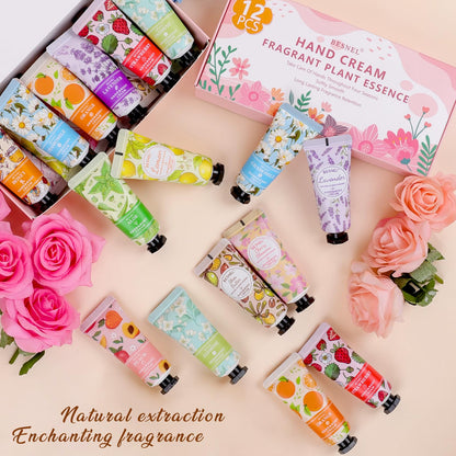 BESNEL 12 Pack Hand Cream Gift Set For Women,Teacher Appreciation Gifts,Mini Hand Lotion Travel Size in Bulk for Dry Cracked Hands, Graduation Gifts, Birthday Gift, Bridesmaid Gift,Party Favors