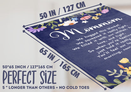 InnoBeta Mommom Gifts, Grandma Gifts for Mommom, Flannel Throw Blankets on Mother's Day, Christmas, Birthday, 50" x 65", Blue Flowers