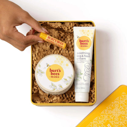 Burt's Bees Mama Gift Set, Includes Lip Balm, Leg and Foot Cream, and Belly Butter, Natural Origin Skin Care, 0.15 oz./3.38 oz./6.5 oz.