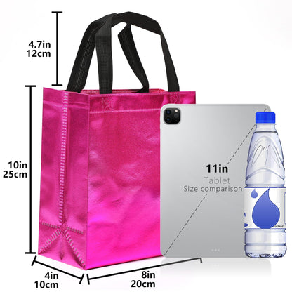 KeerxunBag 12pcs Reusable Gift Bags（Includes Tissue Paper） Gift bag with handle Birthdays Parties Holidays Weddings Medium 10x4x8in pink Gift Bags
