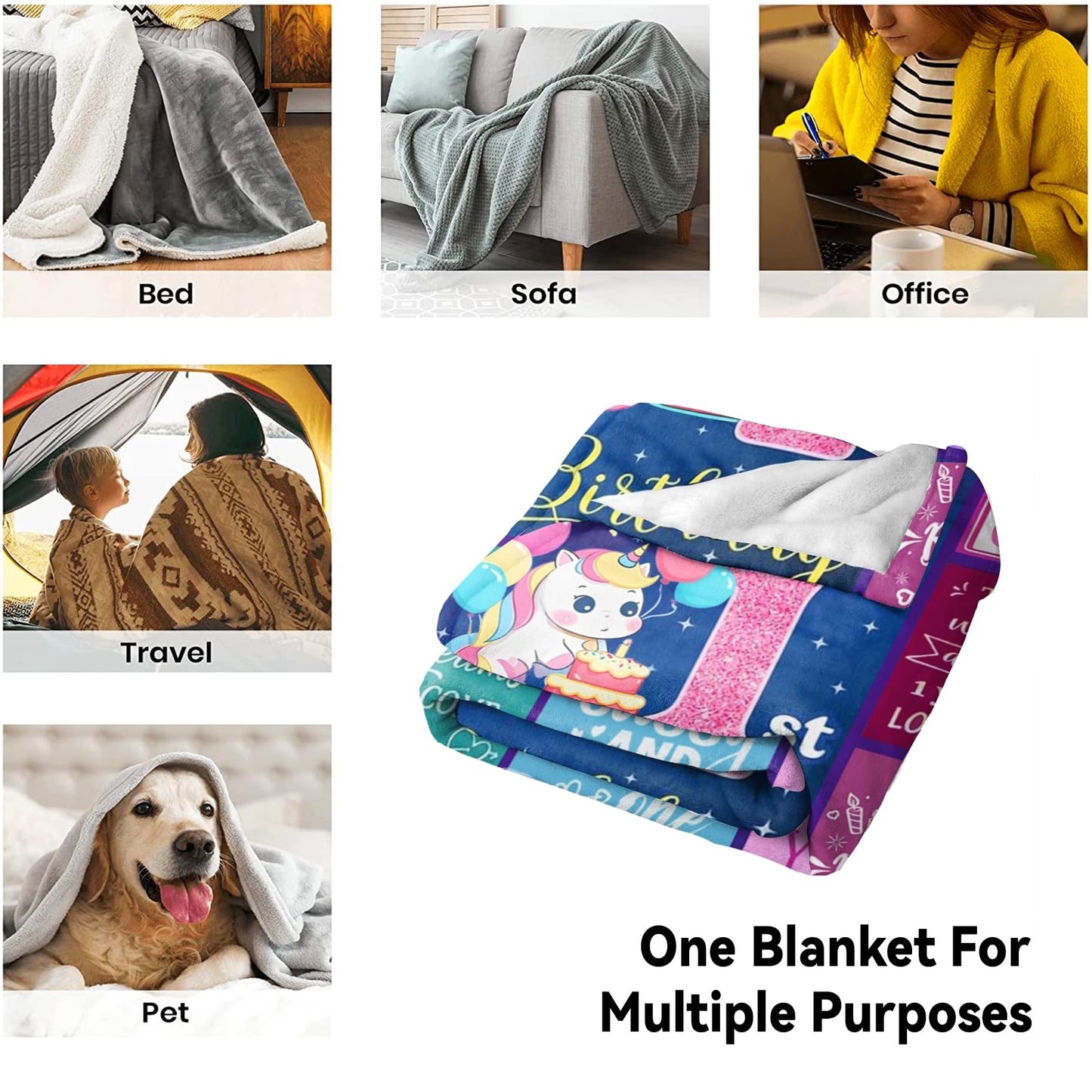 One Year Old Girl Birthday Gifts - Ultra Soft Blanket for 1st Birthday Girl Gifts,Present for One Year Old Baby Girl Celebration Fleece Throw Blanket 50"x40"