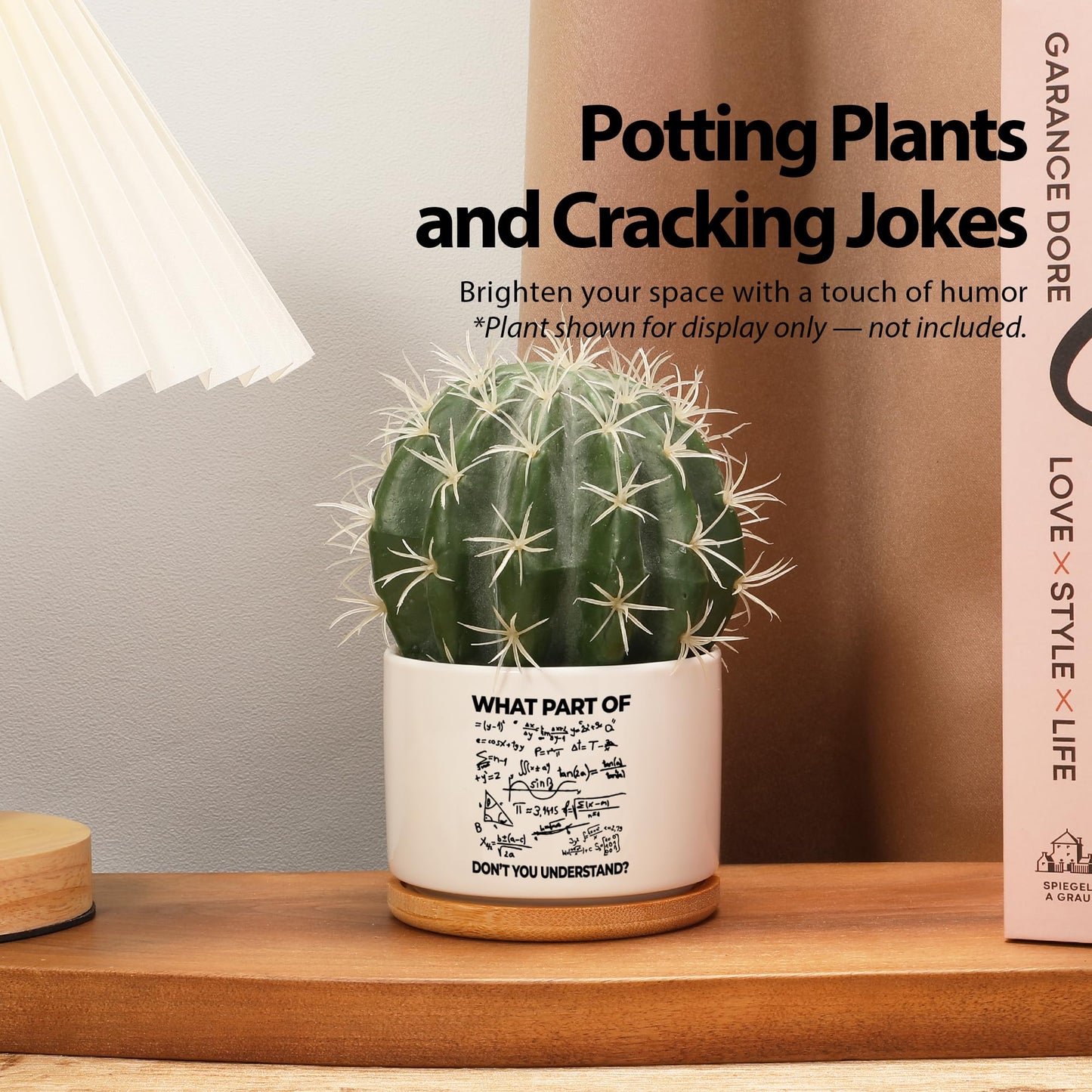 What Part of Don’t You Understand Engineer Ceramic Succulent Plant Pot with Bamboo Tray Round Engineering Gifts for Boyfriend Husband Dad Home Office Decor 3.5 Inch White (No Plants)