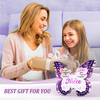Niece Gifts from Auntie Aunt, Birthday Gifts for Nieces from Aunt, Graduation Mothers Day Valentines Christmas - Butterfly 5x3.8 IN Acrylic Decorative Plaques