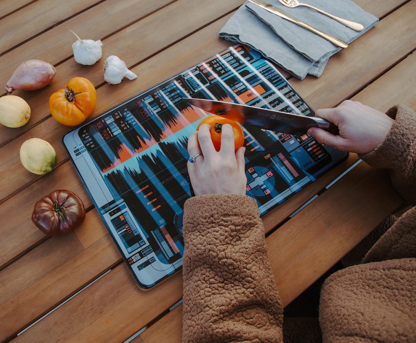 Star Trek: Picard LCARS Glass Cutting Board For Cooking, Meal Prep, and Serving | 16 x 12 Inches