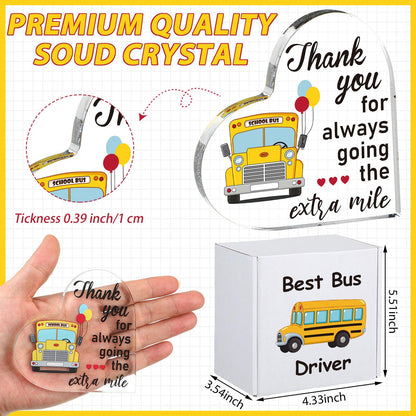 FoldTier 5 Pcs End of Year School Bus Driver Appreciation Gifts for Women Men 12oz Tumbler with Lid and Socks Stainless Steel Keychain Heart Acrylic Sign Box for Bus Driver Valentine Gifts
