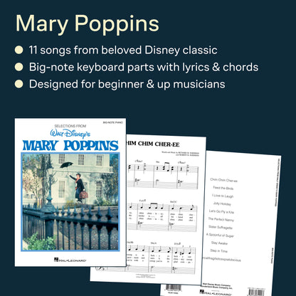 Mary Poppins – Big Note Piano Songbook | 11 Classic Songs from the Disney Movie with Easy Arrangements and Lyrics | Hal Leonard Sheet Music for Beginners and Advanced Players