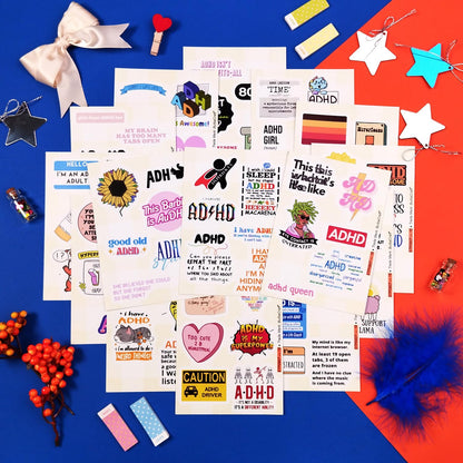 BulbaCraft 100Pcs Funny ADHD Stickers for Water Bottles, Laptops - ADHD Gifts for Adults, Gifts for Women & Men