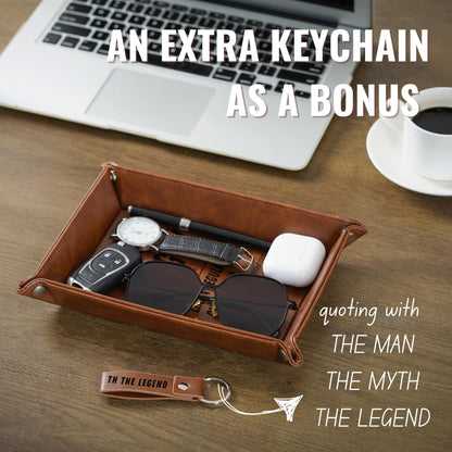INNObeta Car Guy Gifts for Men - Car Lovers or Enthusiast Valet Tray Gift - Desktop Storage Organizer, PU Leather Bedside Tray for Keys and Coins - Ideal Birthday Present for Men