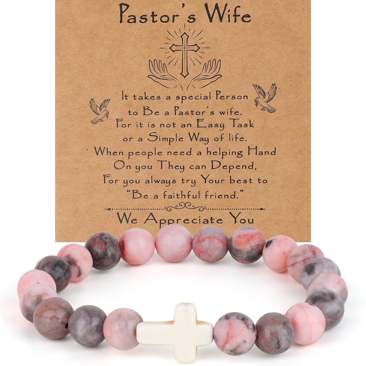 Boss/Boss Lady/Pastor Wife Appreciation Gifts for Women Natural Stone Beaded Bracelet Gifts for Her Christmas Birthday Present