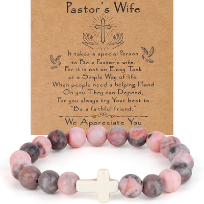Boss/Boss Lady/Pastor Wife Appreciation Gifts for Women Natural Stone Beaded Bracelet Gifts for Her Christmas Birthday Present