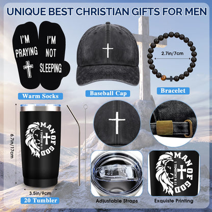 JTAMOHI 10 Pcs Christian Gifts for Men Faith, Inspirational Religious Gifts for Men, Catholic Gifts, Spiritual Gifts, Jesus Gifts, Encouragement Gifts for Dad, Husband, Grandpa, Male Friends, Coworker