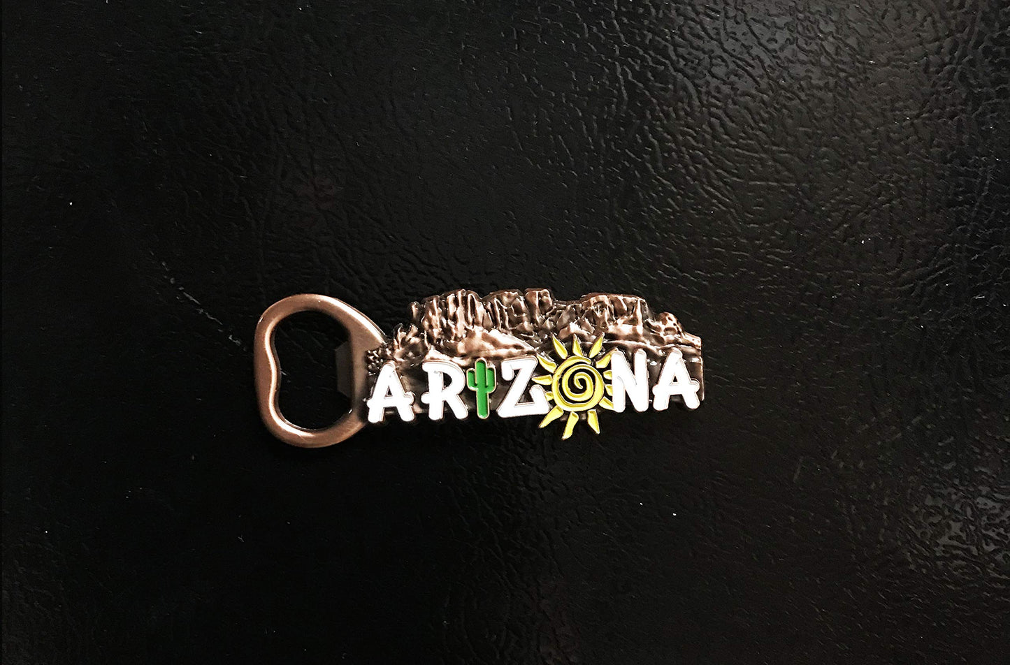 Sonoran Souvenirs Arizona Enamel Bronze Bottle Opener Magnet - Decorative Metal Refrigerator Magnet Southwest Beer Lover Gift Idea Arizona Father's Day Gift - Arizona Souvenir Saguaro Cactus