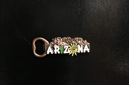 Sonoran Souvenirs Arizona Enamel Bronze Bottle Opener Magnet - Decorative Metal Refrigerator Magnet Southwest Beer Lover Gift Idea Arizona Father's Day Gift - Arizona Souvenir Saguaro Cactus