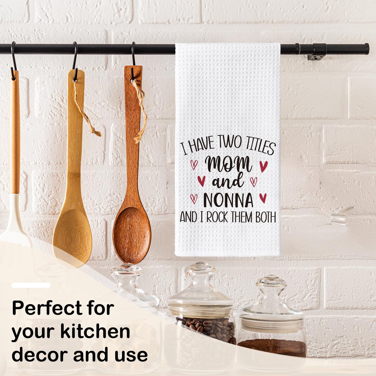 Nonna Gifts Kitchen Towels - Best Grandma Gifts for Christmas from Grandkids Hand Towel for Bathroom, I Have Two Titles Mom and Nonna Hand Tea Towel for Bathroom Kitchen, 16x24inch