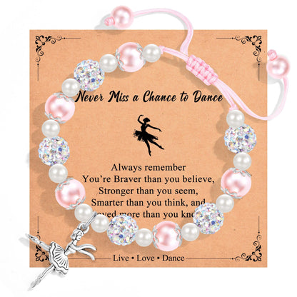 Dance Recital Gifts for Girls, Ballet Dancer Ballerina Bracelet Jewelry for Daughter Granddaughter Niece Friends Dance Team