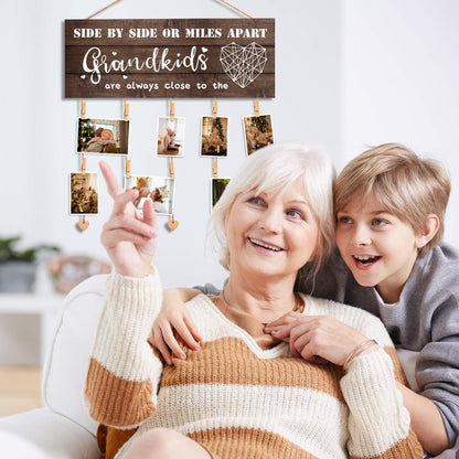 GEMTEND Grandma Gifts Nana Photo Holder, Gifts for Grandmother Present from Granddaughter and Grandson, Clips and Twine for Photo Hanging, Grandkids Photo Frame for The Best Grammy Ever Gift