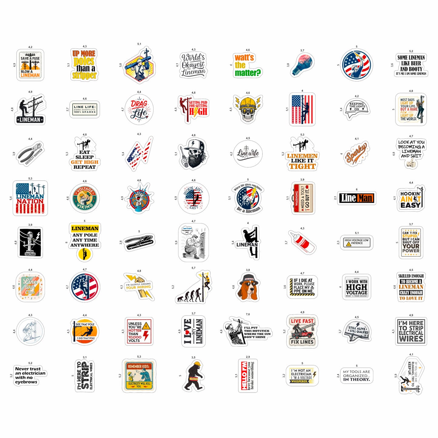 100Pcs Lineman Stickers for Hard Hats, Funny, for Water Bottle - Lineman Party Supplies & Party Decorations - Hard Hat Stickers - Gift for Women & Men