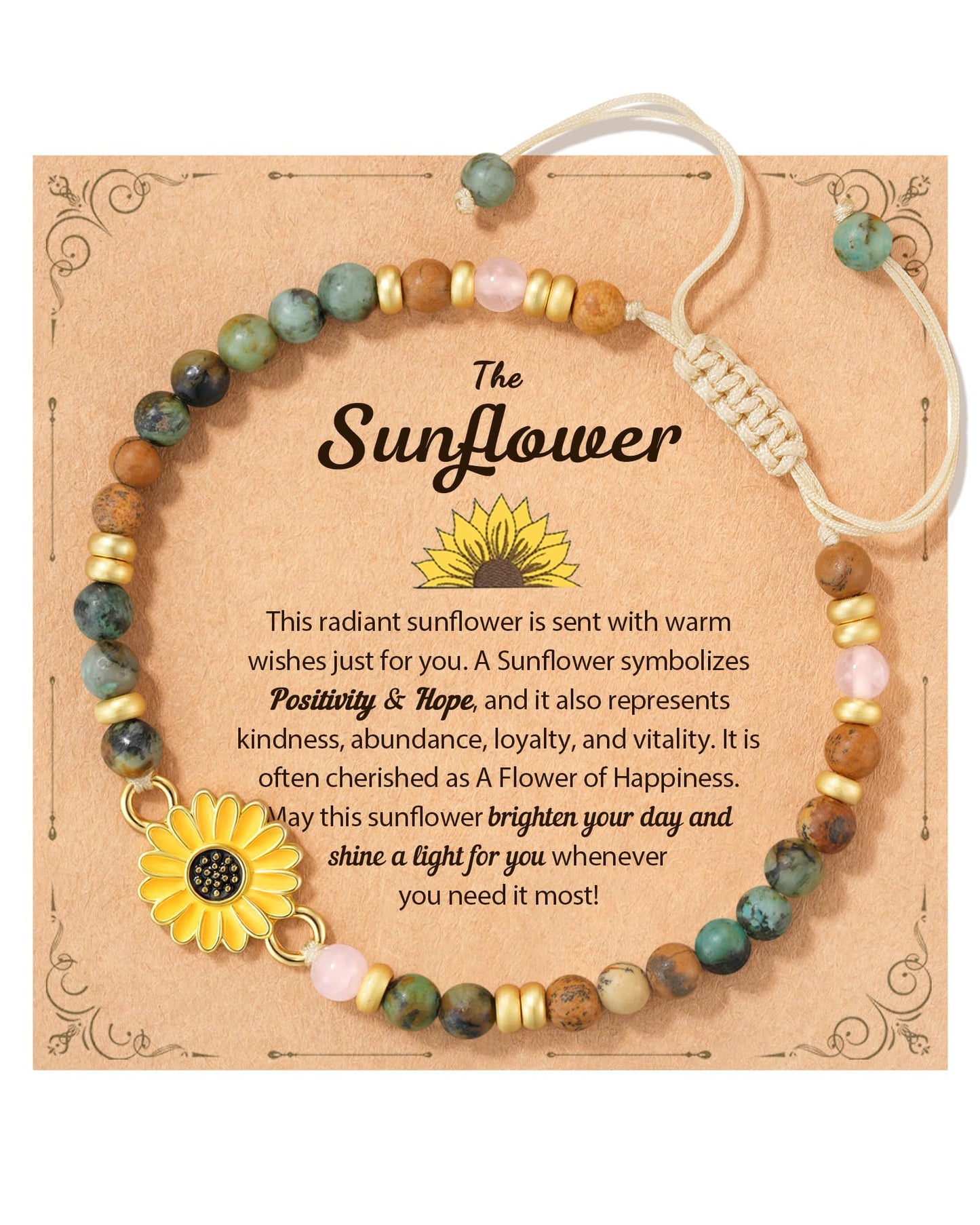 Tarsus Sunflower Gifts for Women Teens– Symbol of Positivity, Strength & Love, Gift for Birthday, Christmas, or Thank You Occasion, Sunshine Sunflower Bracelet for Friends Coworkers Daughter...