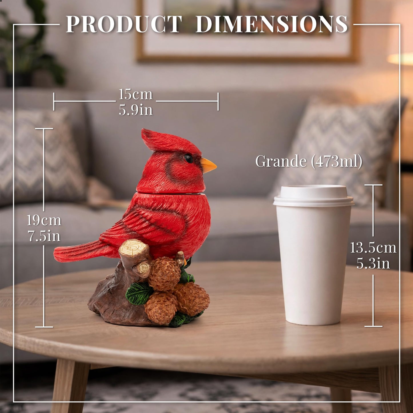 TISEJOY Red Cardinal Gifts for Women 8", Bobbing-Head Cardinal Statues that Emit Bird Chirps, Handmade Bird Decor Gift for Women, Mom, Grandma, Bird Lover,Memorial Gifts for Loss of Loved One