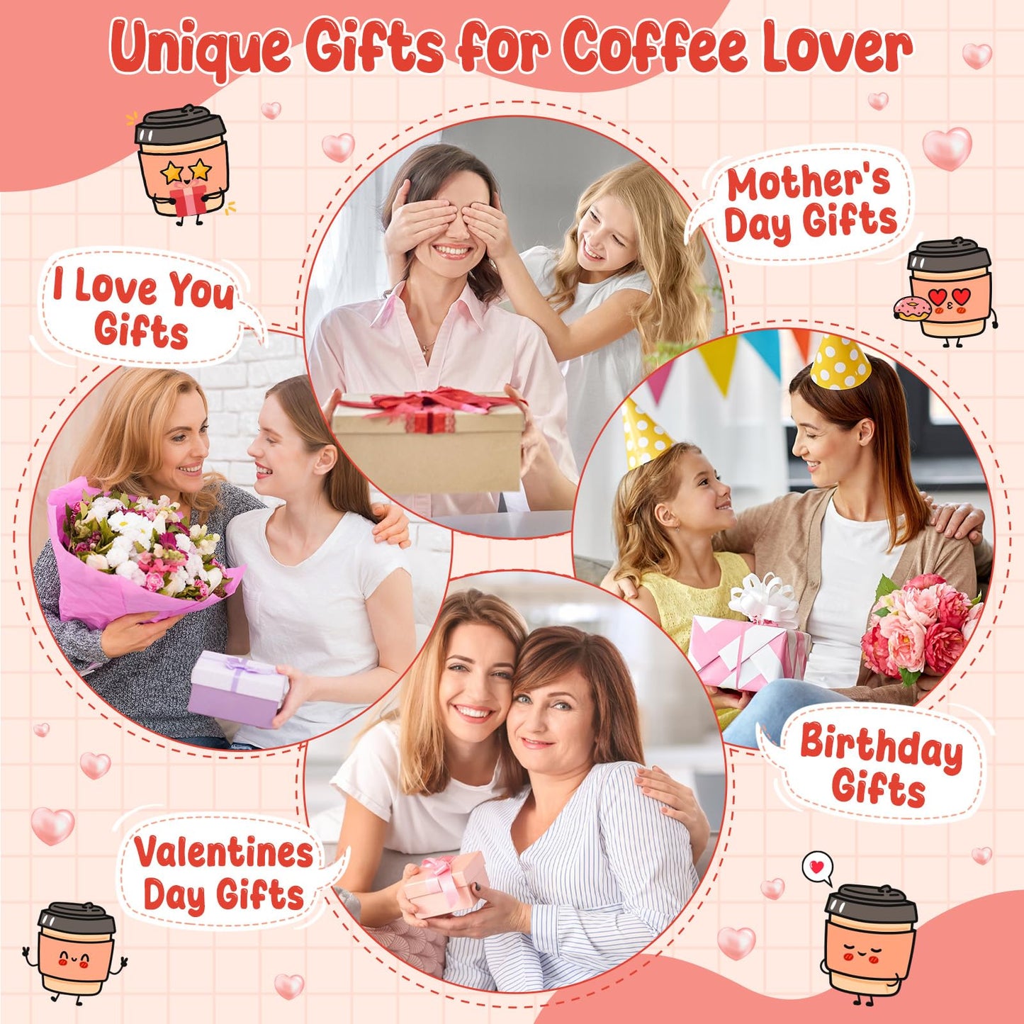 Agantree art Birthday Mom Gifts from Daughter Son Best Mom Affirmations Gifts for Mama Bonus Step Moms Mother Handmade Crochet Coffee Mug I Love You Gifts for Mom Positive Cute Small Decor
