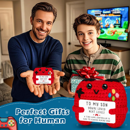 Crochet Game Controller Son Graduation Gifts from Mom Dad, Mothers Day Birthday Fathers Day Graduation Gifts for Son, Cute Handmade Crochet Game Controller Decor, Boy Room Decor for Bonus Son