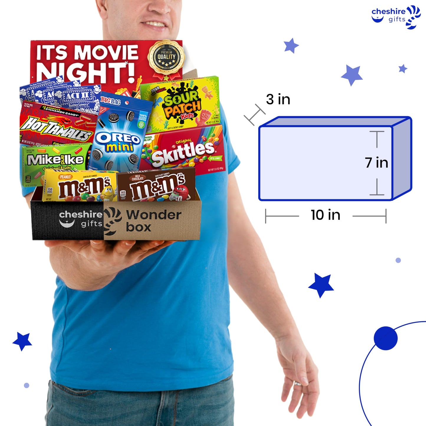 Movie Night Basket Gift Set – with Candy Variety Pack, Movie Trays, Movie Snacks & Popcorn Set – Gift Baskets For Families by Cheshire Gifts