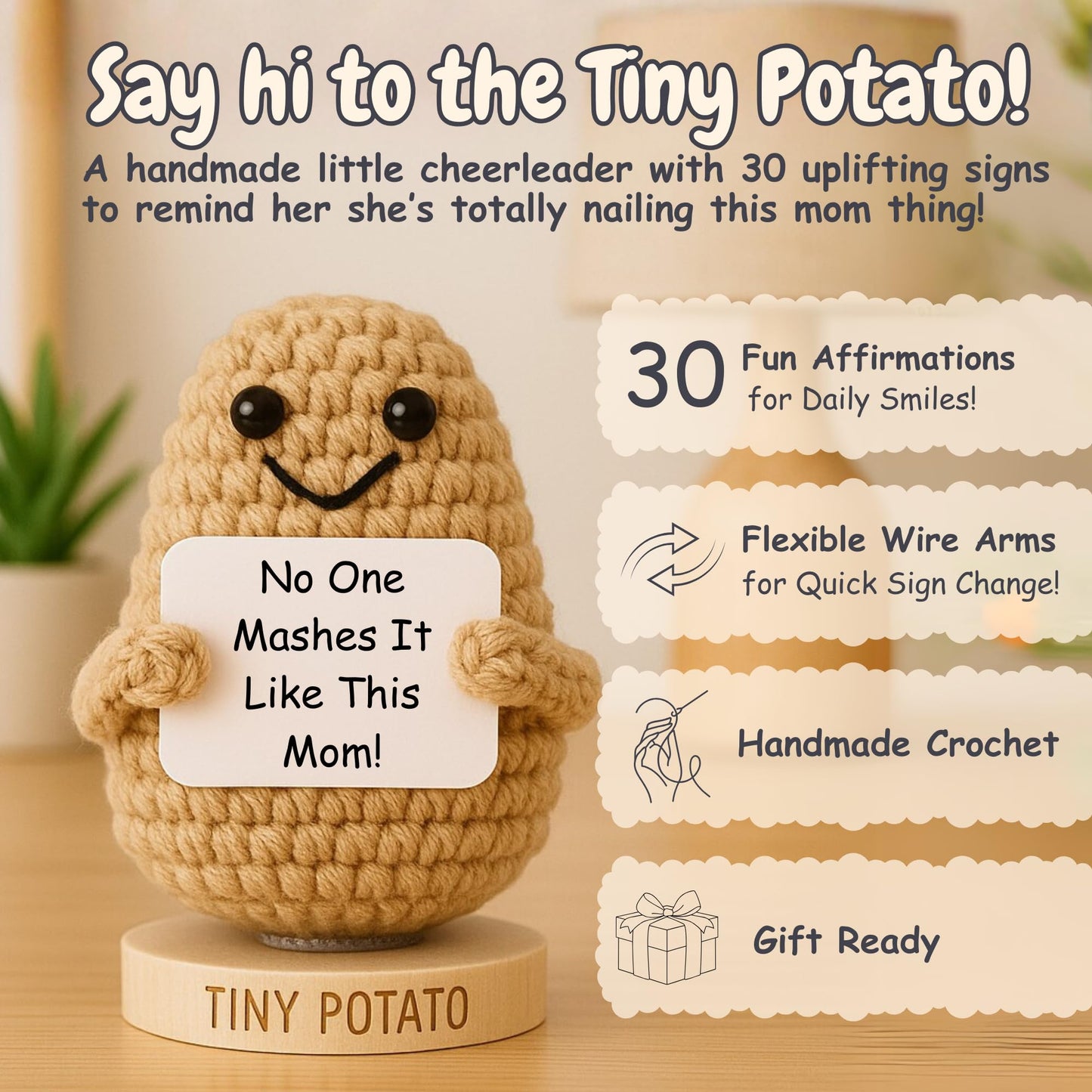 New Mom Gifts for Women - Tiny Potato with 30 Cute Signs | New Mommy Funny Gift for Baby Showers, Christmas, Stocking Stuffers, Birthday | Postpartum Care Package Idea for 1st Time Mother After Birth