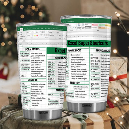 BECHUSKY Mugs For Account Gifts - Excel Tumbler Group - Excel Shortcut Tumbler - Spreadsheet Accounting Student Senior Accountant CPA Gift For Boss Coworker Colleague Friend - Cup 20oz
