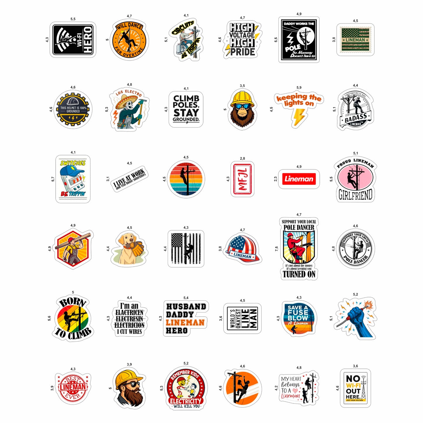 100Pcs Lineman Stickers for Hard Hats, Funny, for Water Bottle - Lineman Party Supplies & Party Decorations - Hard Hat Stickers - Gift for Women & Men