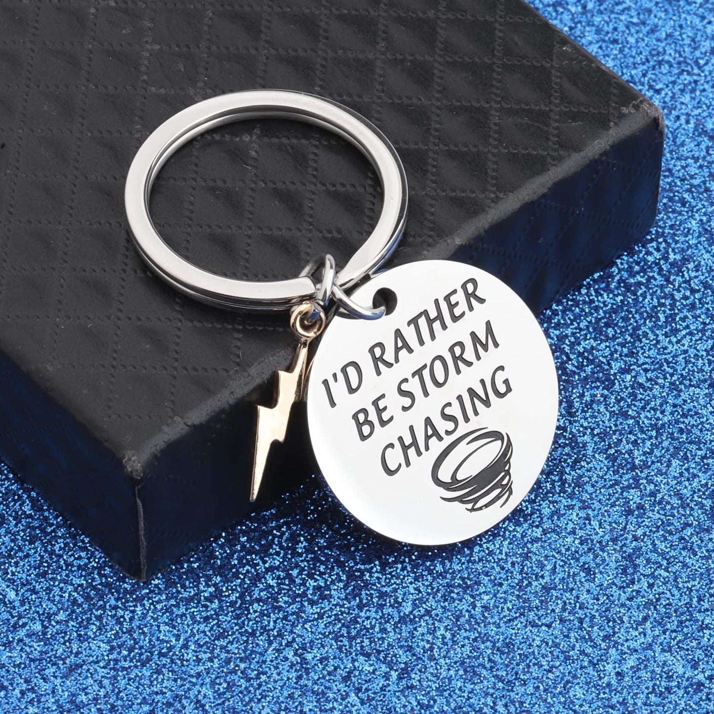WUSUANED Funny Stormchaser Keychain I'd Rather Be Storm Chasing Jewelry Tornado Hunter Gifts For Meteorologist Forecaster