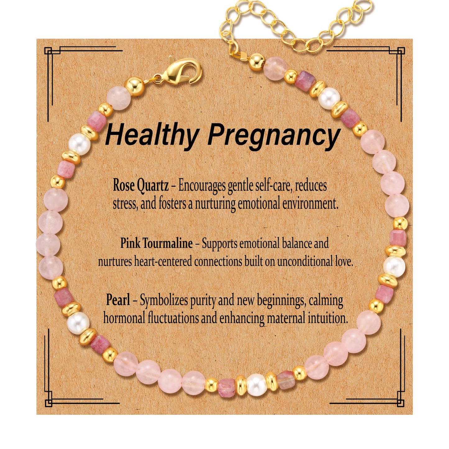 Natural Healing Crystal Bracelet for Women, Anxiety Relief Healthy Pregnancy Triple Protection Citrine Jewelry Gift for Friends Daughter Sister Mom Colleague