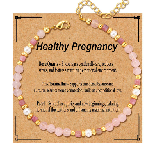 Natural Healing Crystal Bracelet for Women, Anxiety Relief Healthy Pregnancy Triple Protection Citrine Jewelry Gift for Friends Daughter Sister Mom Colleague