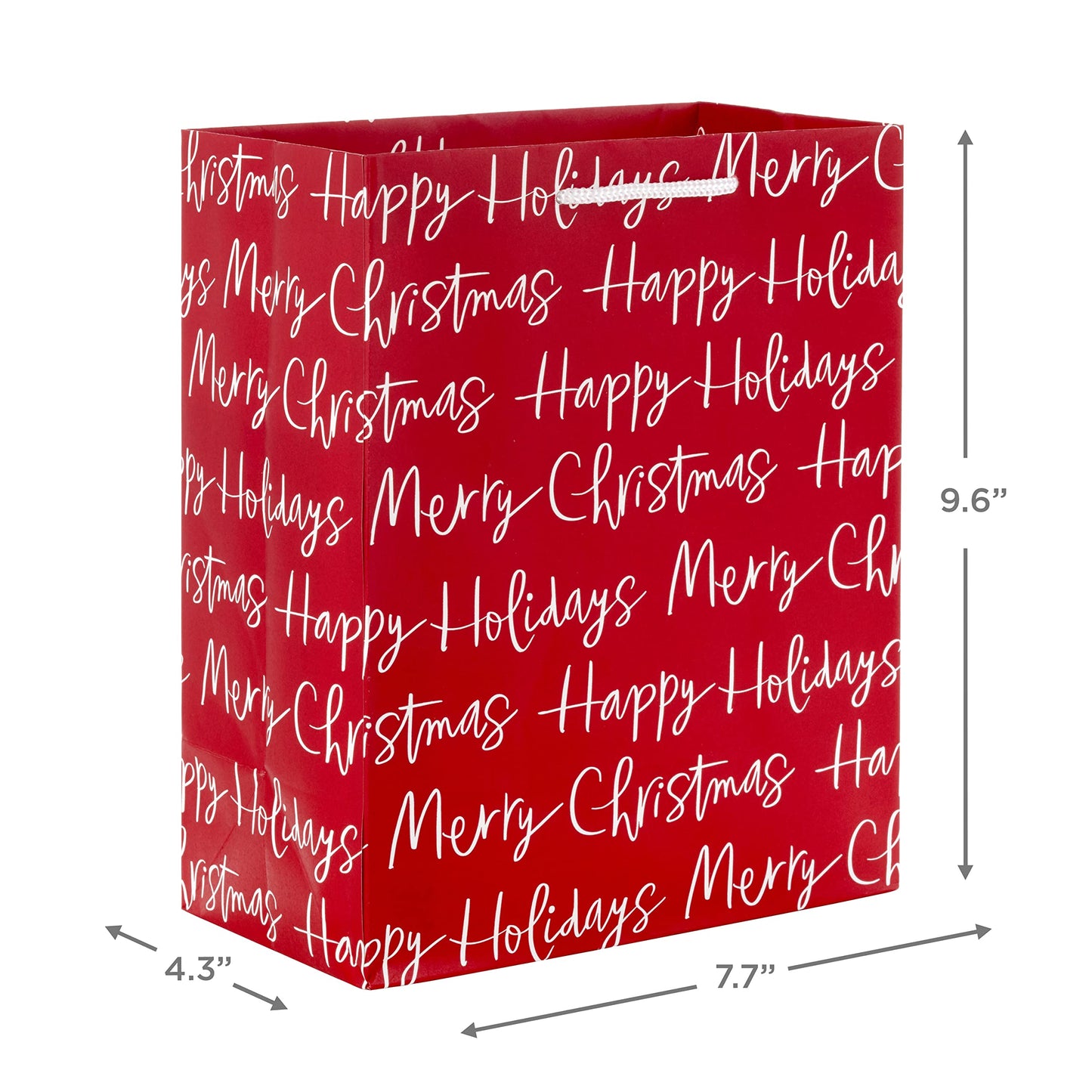Hallmark 9" Medium Christmas Gift Bags (4 Bags: Snowy Tree, Rustic Farmhouse, Snowman, "Merry Christmas") in Gray, Red, White, Brown