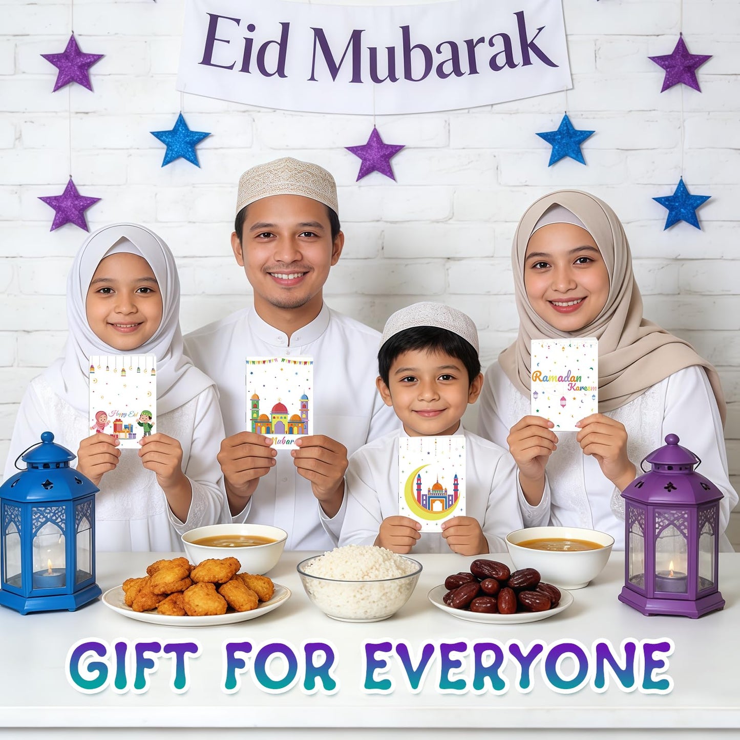 4 Sets Eid Gift Card Book, Eid Mubarak Money Holder Cards with Envelopes, Islamic Holiday Ramadan Kareem Gift Card Booklet Organizer for Family, Friends