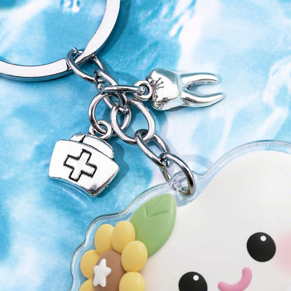 Positive Dental Assistant Accessories Dental Hygienist Gifts For Women Doctor Cute Tooth Keychain Dentist Gifts For Women Girl Friend Dental Hygienist Graduation Gift For Nurse Tooth Stuff