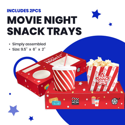 Movie Night Basket Gift Set – with Candy Variety Pack, Movie Trays, Movie Snacks & Popcorn Set – Gift Baskets For Families by Cheshire Gifts