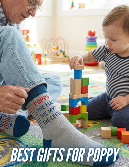 InnoBeta Fathers Day Poppy Gifts Socks, Poppy Gifts for Grandpa, One Size Crew Socks