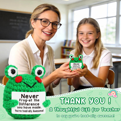 Teacher Appreciation Gifts - Thank You Gifts for Teachers Nurse Boss Coworker Employee Appreciation Gift Administrative Assistant, Cute Crochet Frog Gift Graduation Teacher's Day Retirement Farewell