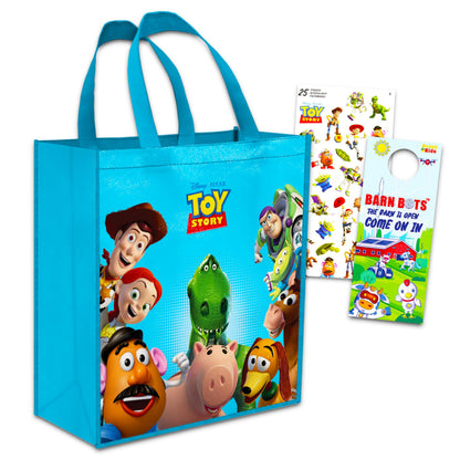 トイストーリー Toy Story Tote Bag with Stickers - Deluxe Reusable Tote Bags Featuring Buzz, Woody, and More (Toy Story Party Supplies)