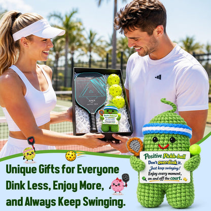 Pickleball Gifts for Women Men - Funny Crochet Pickle Ball Accessories Gift Inspirational Positive Support Stress Relief Cheer for Friend Coworker College Student Fathers Day Birthday