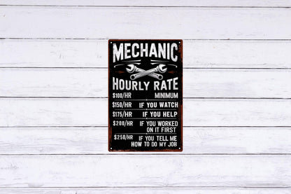 Mechanic Gifts For Men Garage Decor Mechanic Accessories Mechanic Decor Mechanic Hourly Rate Reproduction Metal Tin Sign Mechanic Rules Metal Sign 8x12 Inch