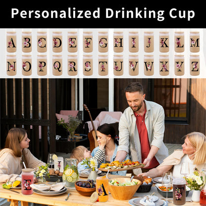 Wulcea Monogrammed Glass Drinking Cup With Lid Straw Women Lady Boss Coworker Colleague Manager Team Member Employee Gifts Executive Assistant Inter Birthday Farewell Leaving Retirement Christmas,L