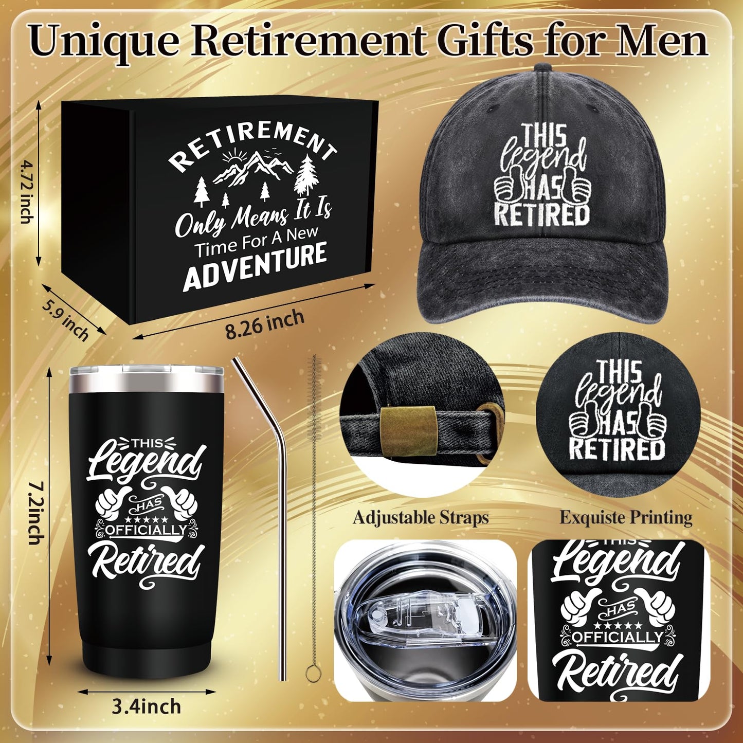 10 Pcs Retirement Gifts for Men 2026, This Legend Has Retired, Happy Retirement Gifts for Dad, Grandpa, Coworker, Teachers, Boss, Friends, Retirees, 20 Oz Tumbler Best Retirement Gifts Basket